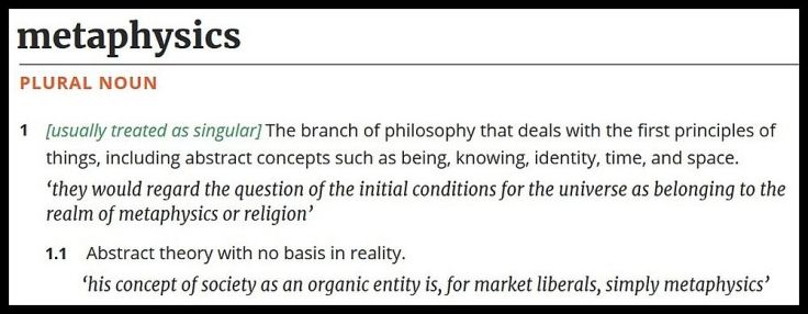 Image showing definition of the term metaphysics.