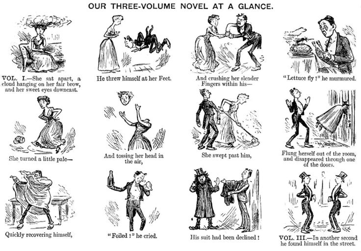 Punch magazine cartoon mocking the three volume novel